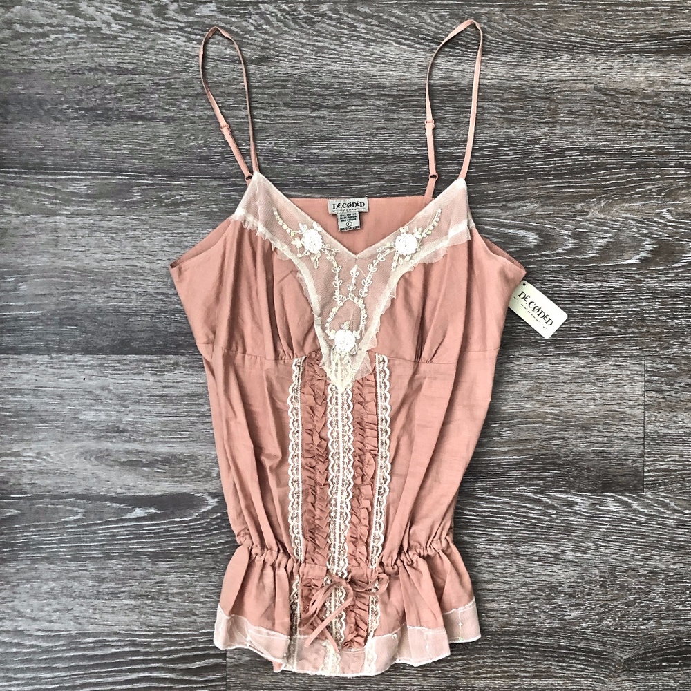 NEW DECODED Peach and Tan Spaghetti Strap Top